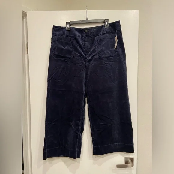 Anthropologie The Colette Cropped Wide-Leg Pants in Navy- 18W - NWT! - Picture 2 of 9